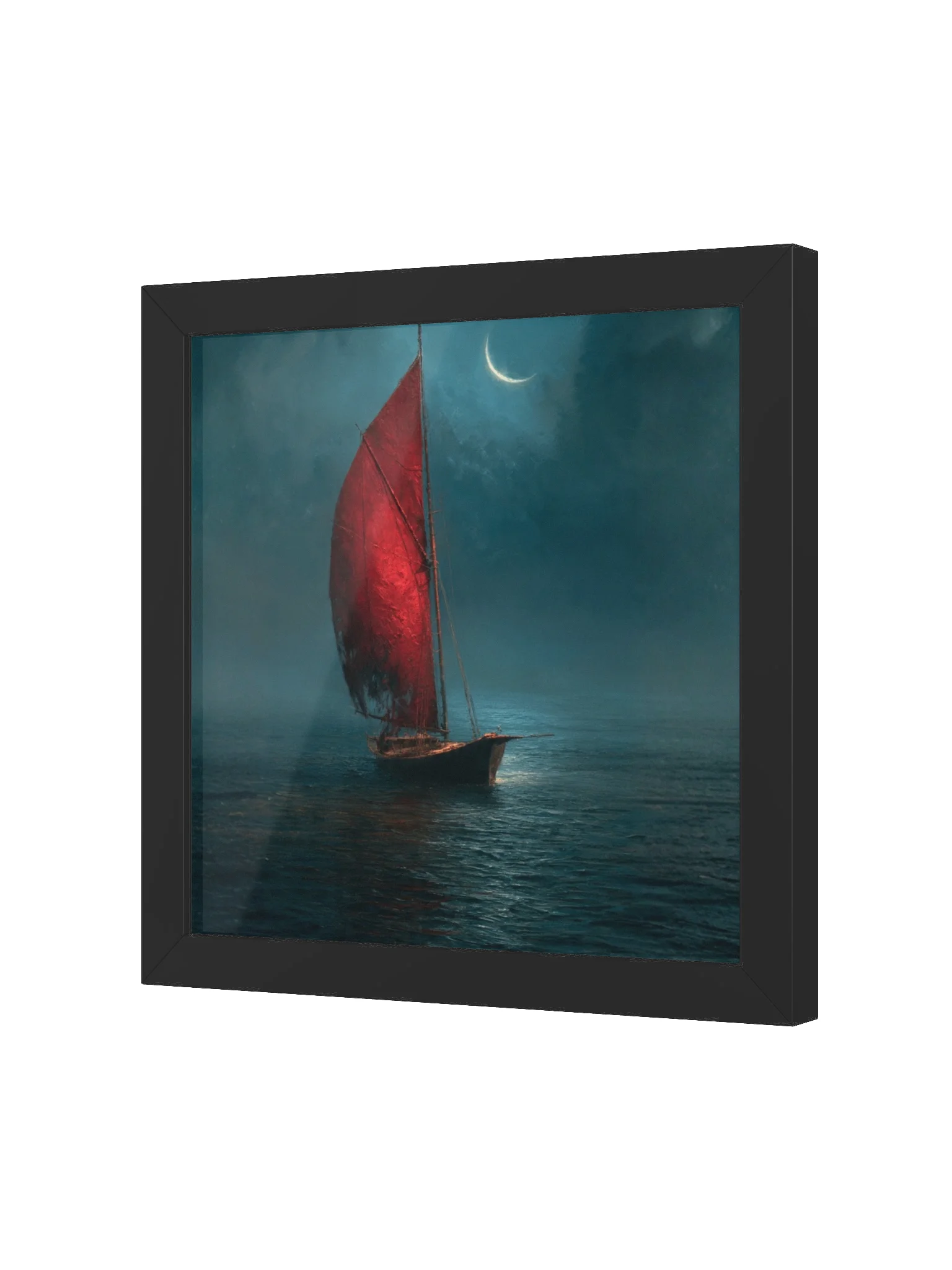 Moonlit Red Sailboat Poster product image (16)