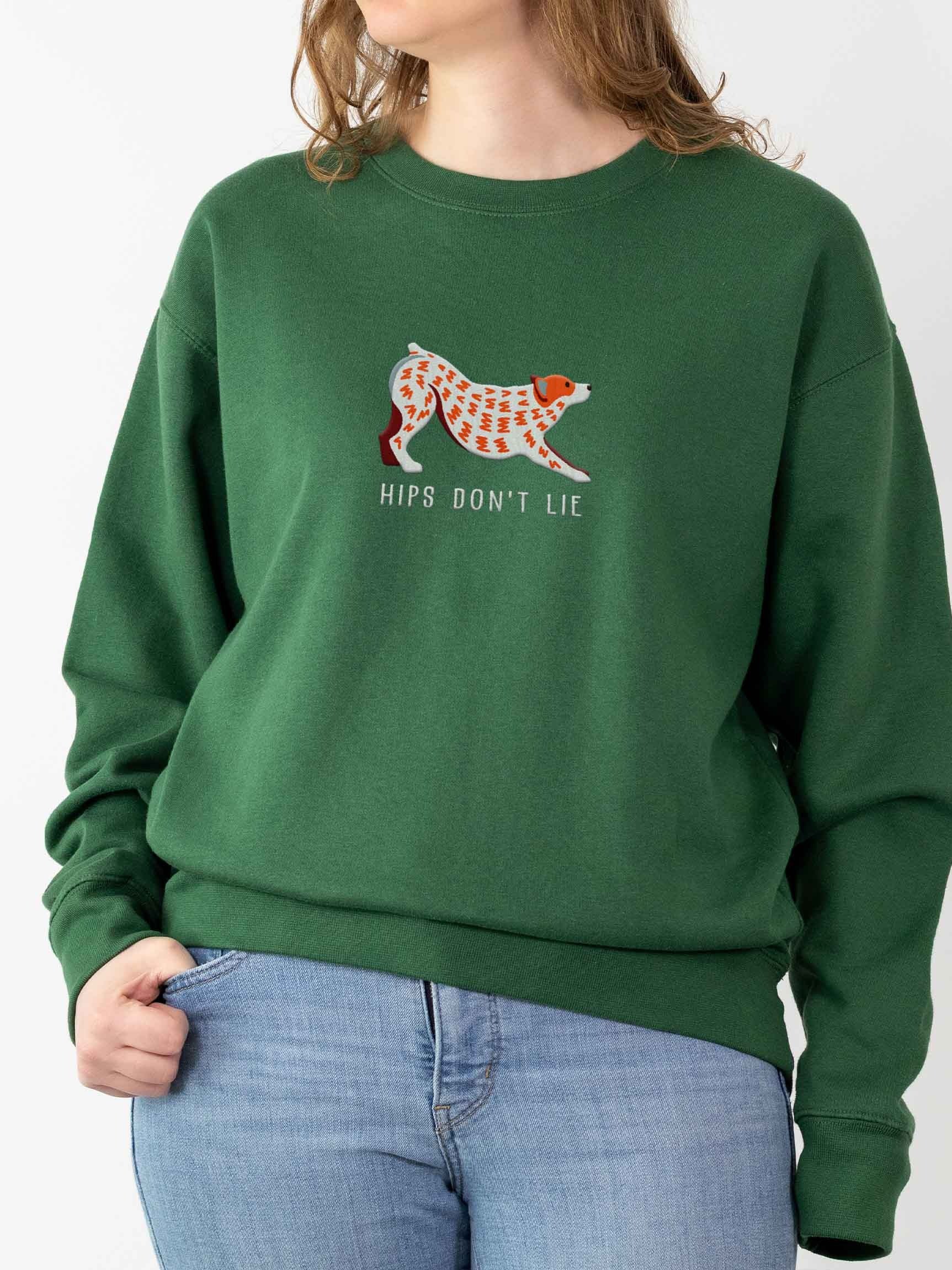 Hips Don't Lie Sweatshirt (Embroidered) of an Australian Cattle Dog(Red Heeler) product image (2)