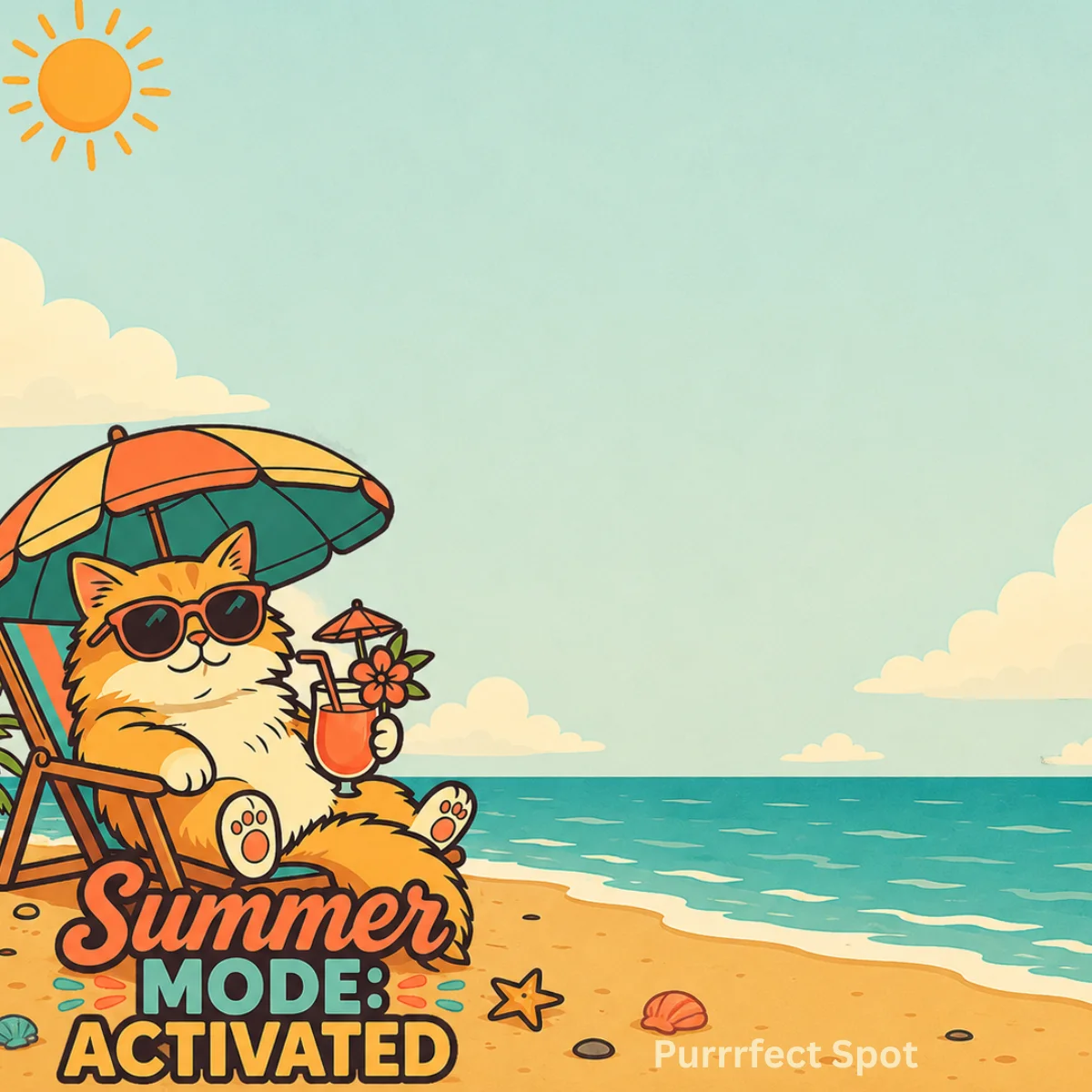 Summer Mode Activated Cat Beach Post-It Note Pad – 50 Sheets product image (3)