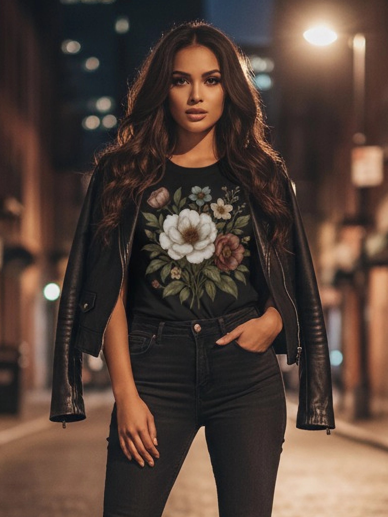 Vintage Botanical Floral T-Shirt for Women – Dark Aesthetic Garden Flower Graphic Tee product image (1)