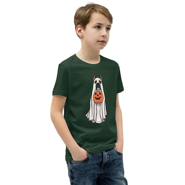 Halloween Boxer(Red, Black Mask, Cropped Ears) Youth T-Shirt product image (2)