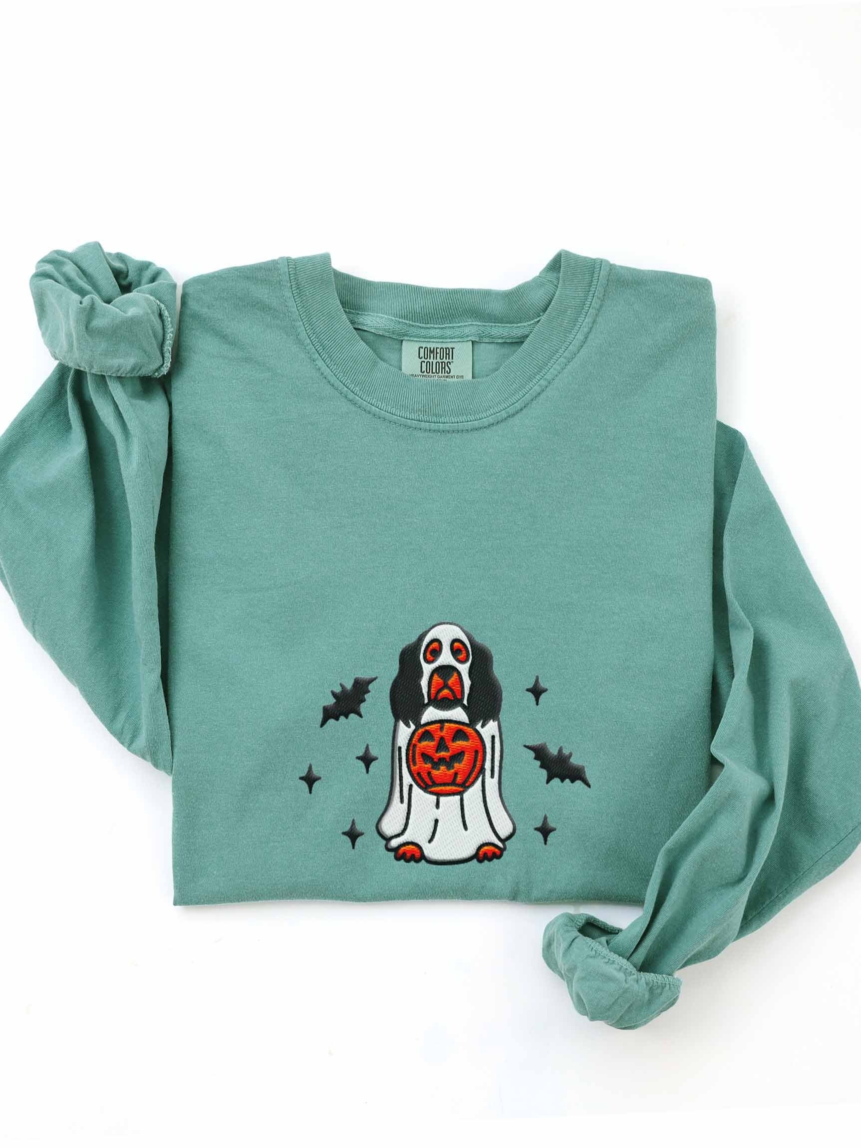 Halloween English Cocker Spaniel(Black & Tan) Embroidered Long-Sleeve T-Shirt product image (1)