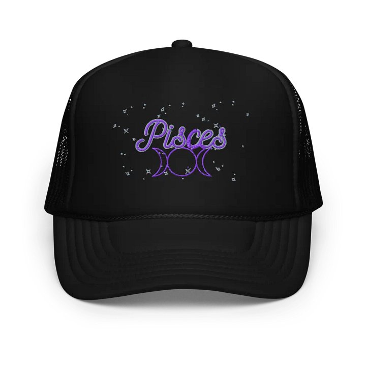 Pisces, 3 Moons, Embroidered Black Cap product image (1)