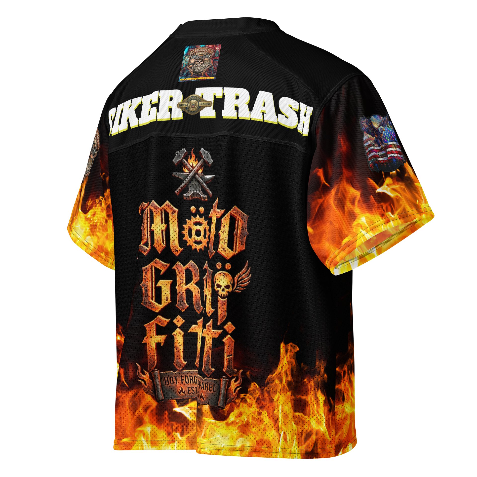 MötoGraffitti Biker Trash - Fiery Forge Football Jersey product image (4)
