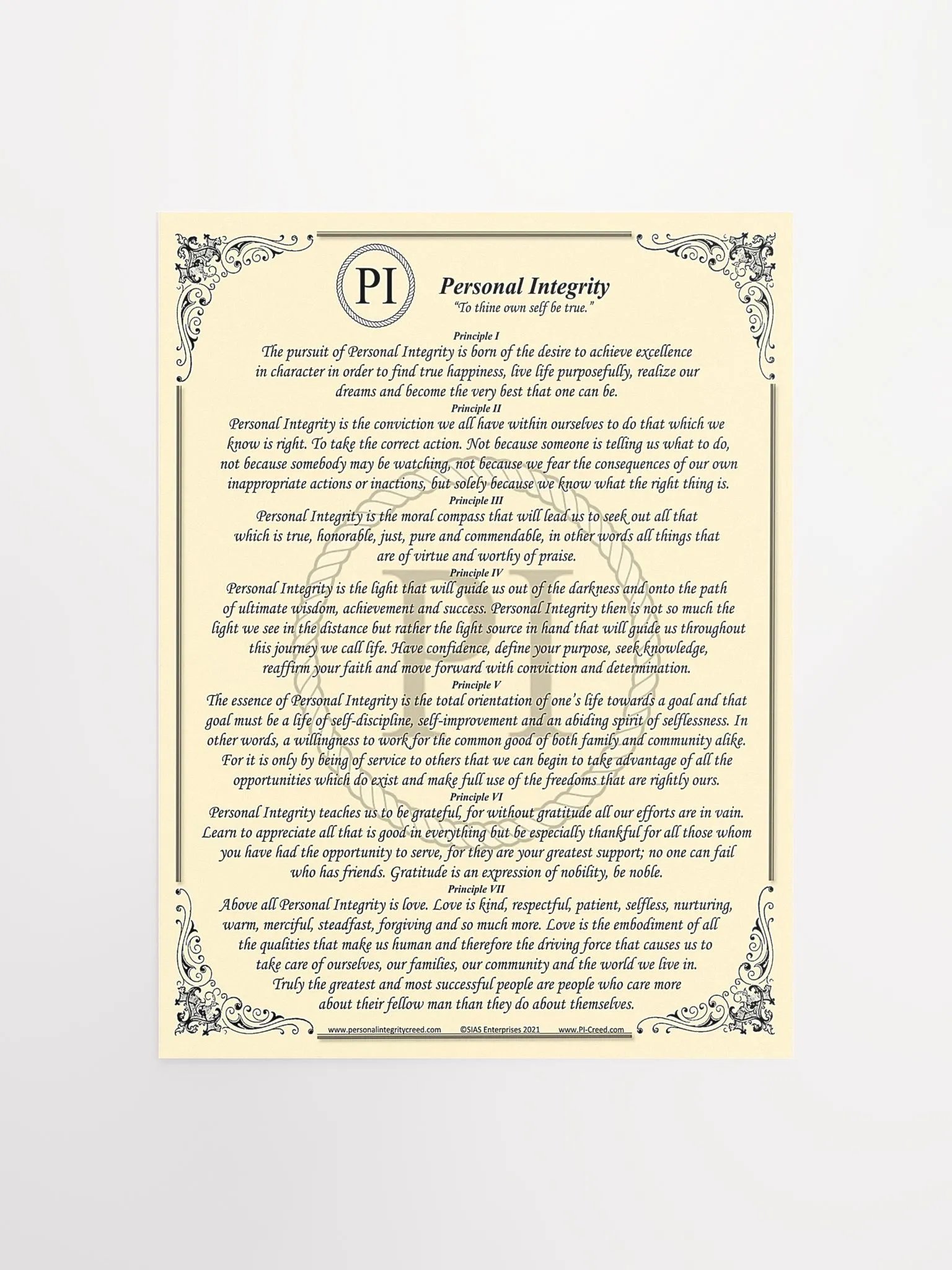 Personal Integrity Creed Poster 12"x16" product image (1)