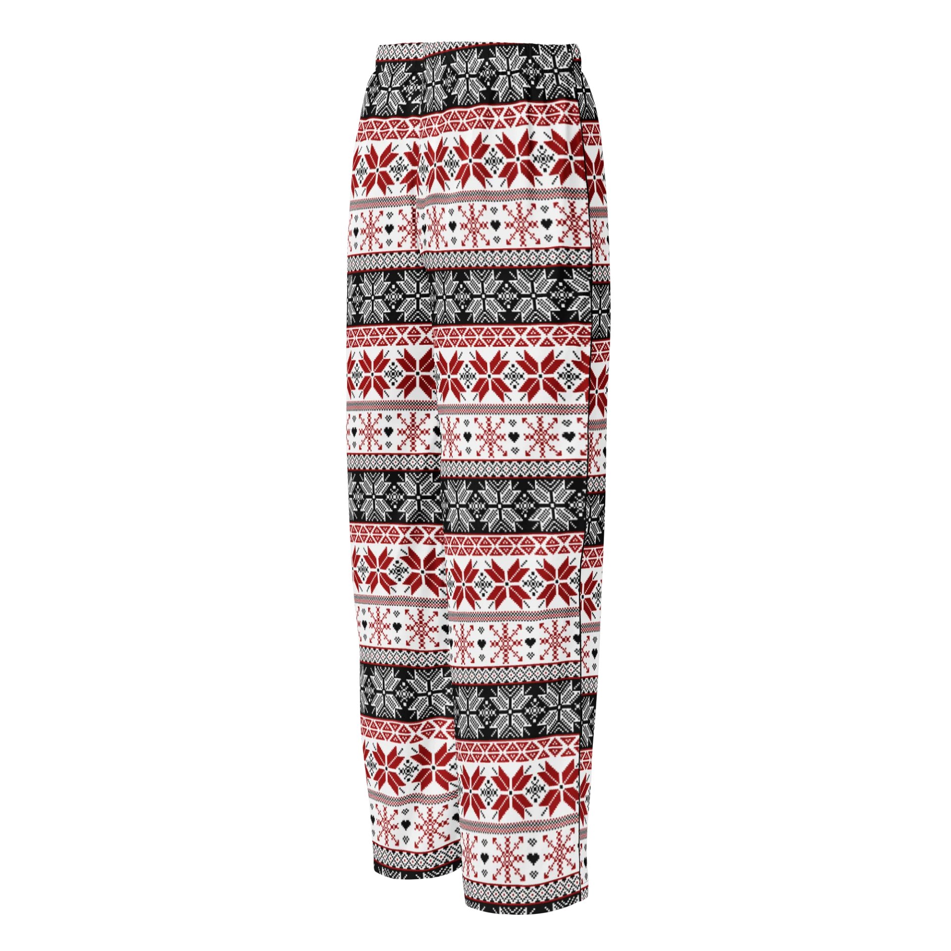 Winter Fair Isle Pattern Pyjama Pants, Red & Black product image (3)
