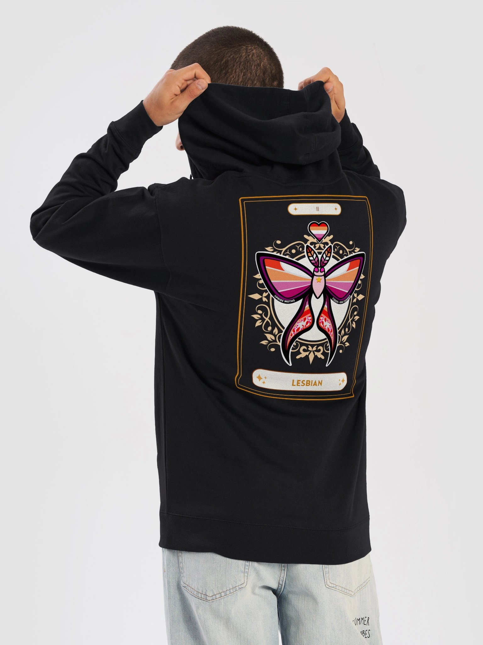 № 2 | LESBIAN PRIDE MOTH | TAROT CARD STYLE | ZIP-UP HOODIE product image (2)