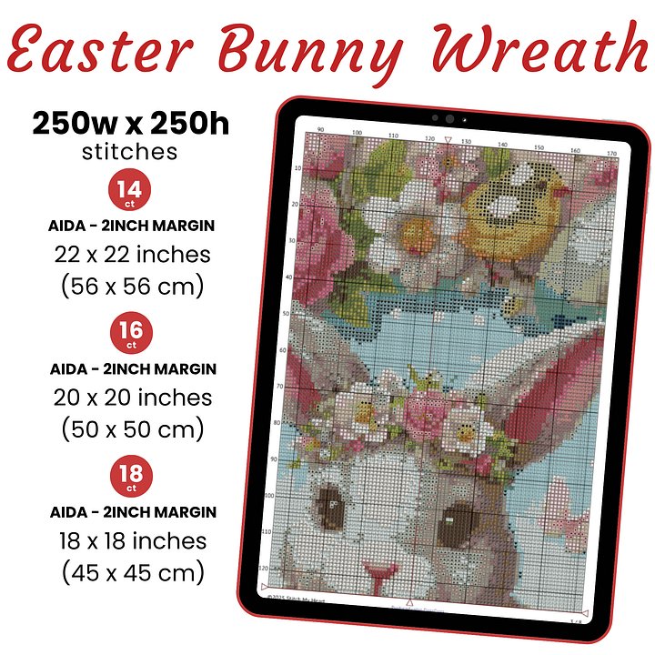 Easter Bunny Wreath Cross Stitch Pattern product image (2)
