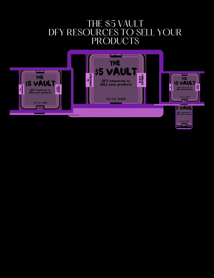 The $5 Vault: Plug, Post & Profit – No Overthinking Required!-Master Resell Rights(MRR) product image (1)