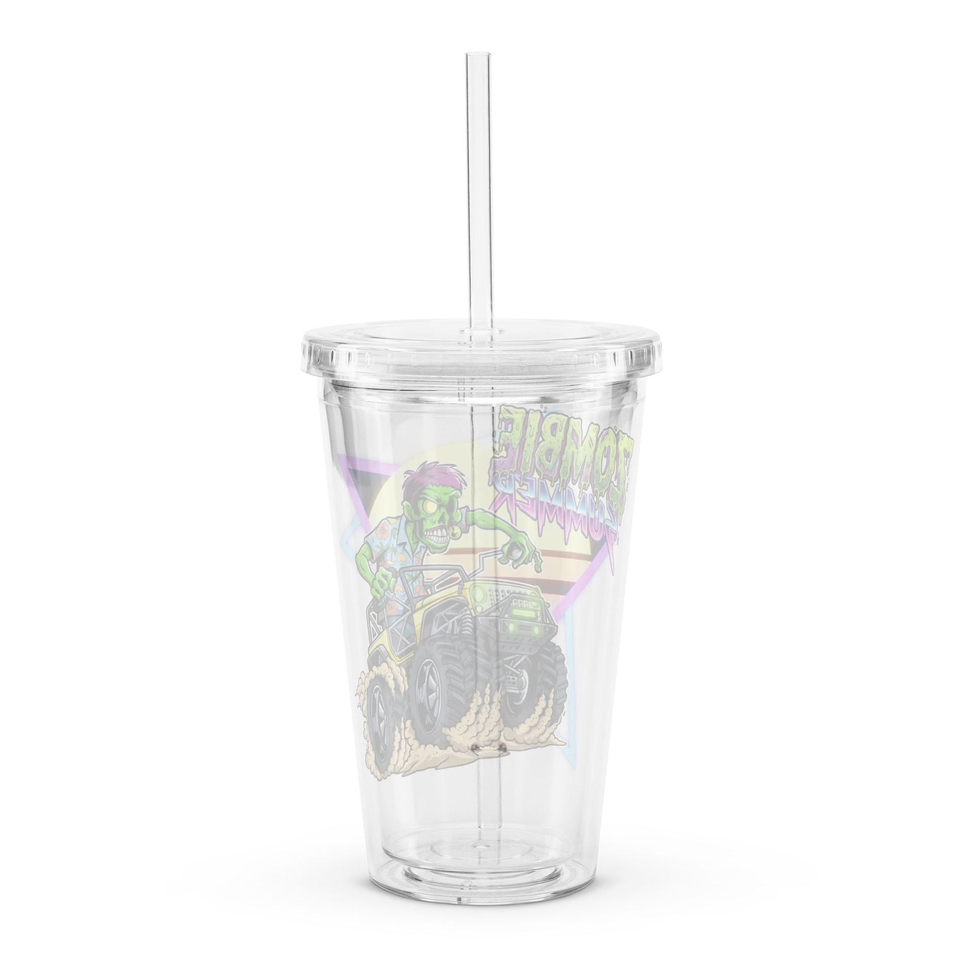Double Wall Clear Plastic Tumbler (16 oz) : ZOMBIE SUMMER product image (2)