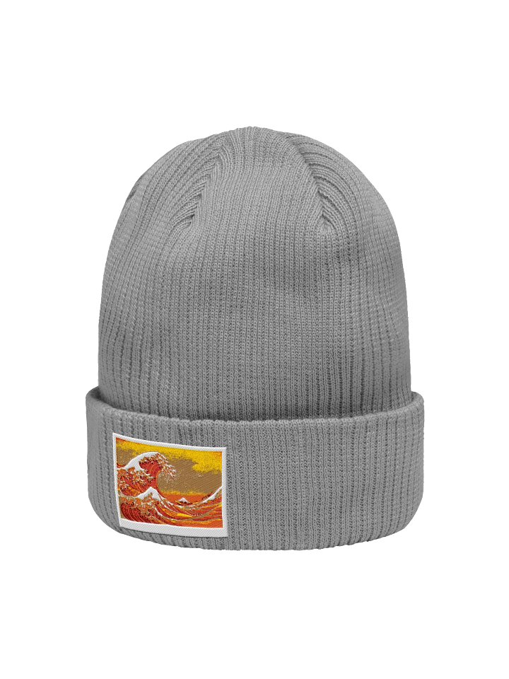 Orange Hokusai Light Grey Beanie product image (2)