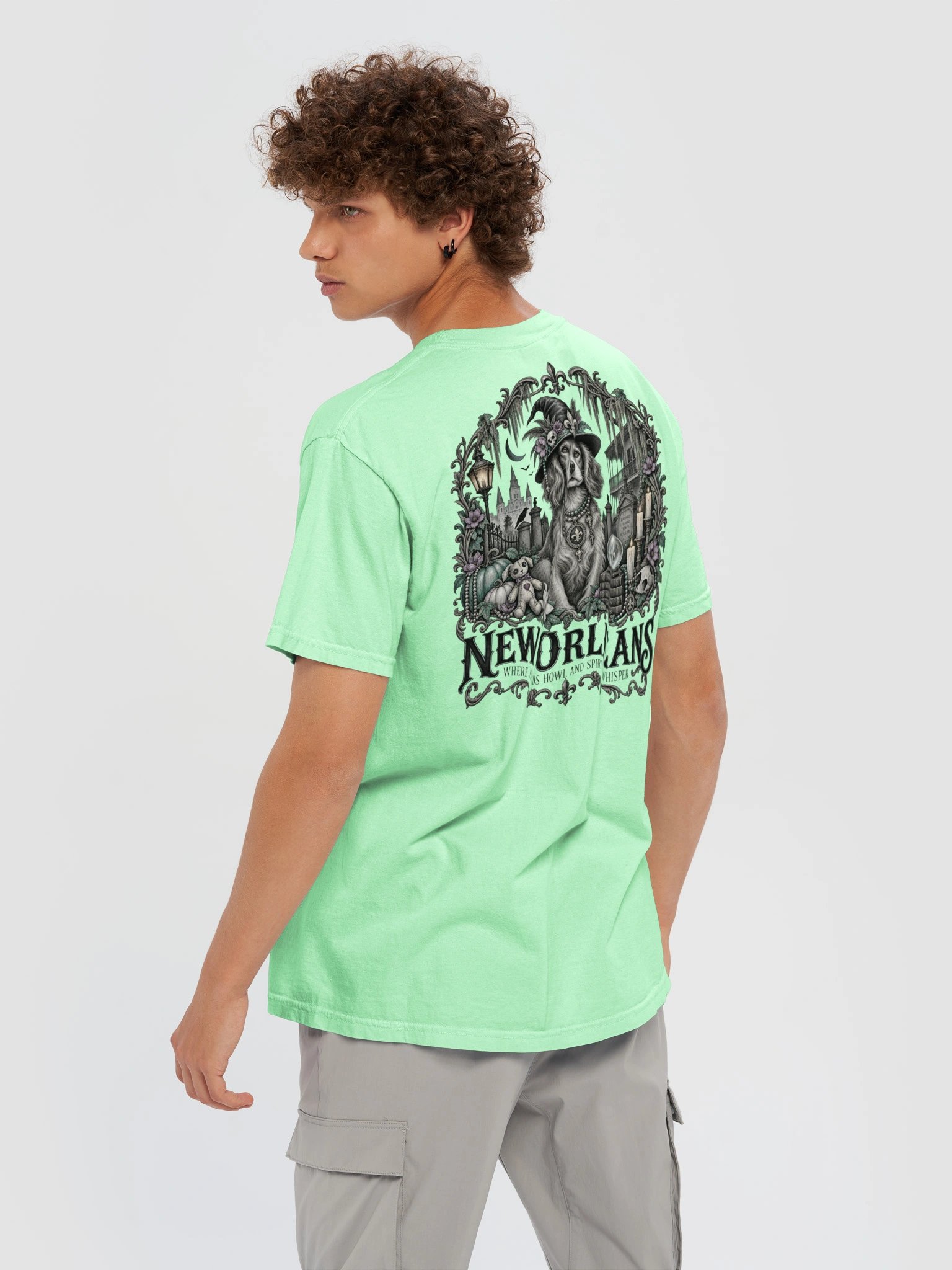 New Orleans Witchy Hound Halloween Tee product image (25)