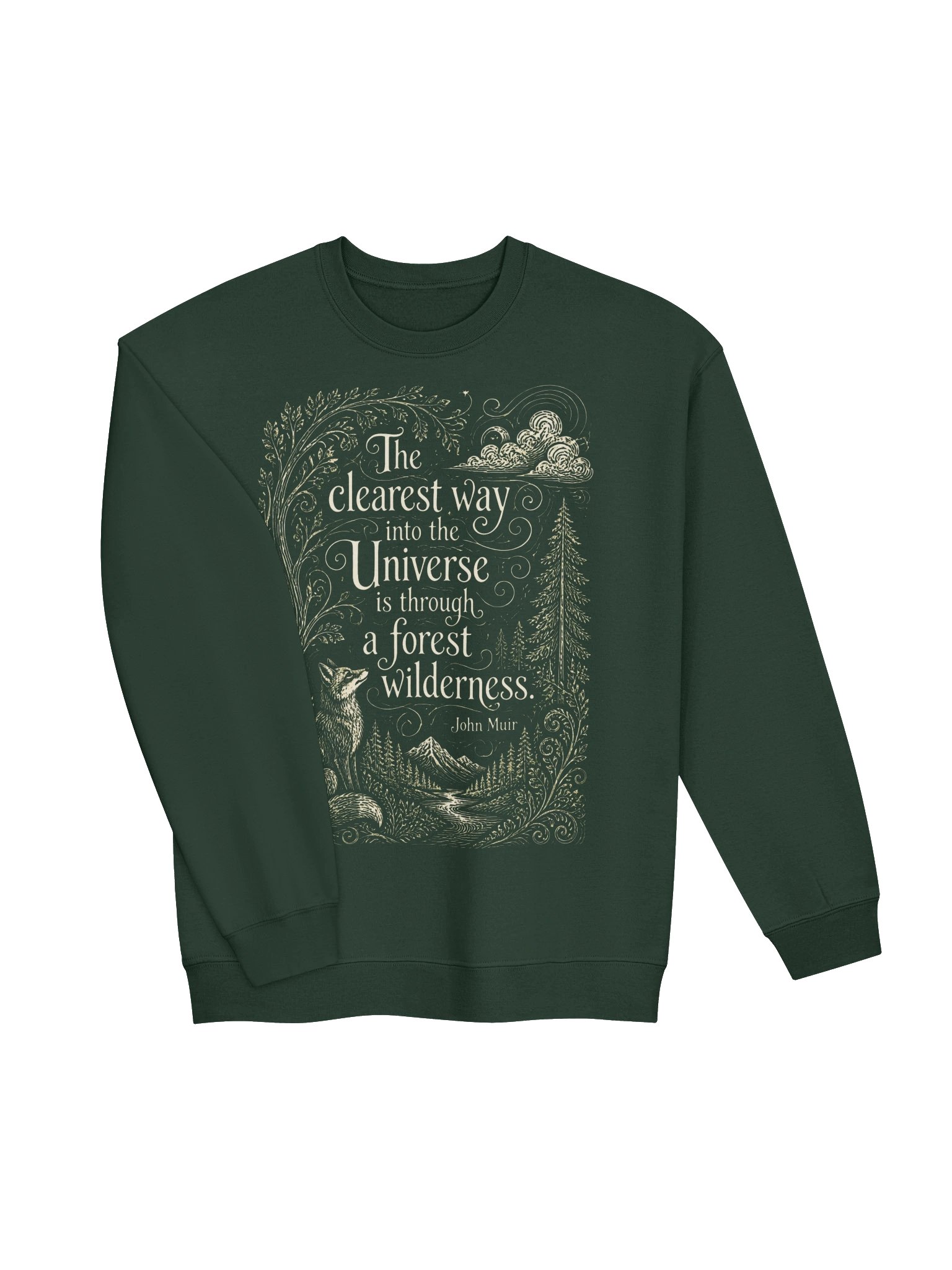 Forest Wilderness Quote Crewneck, John Muir Nature Sweatshirt with Fox product image (4)