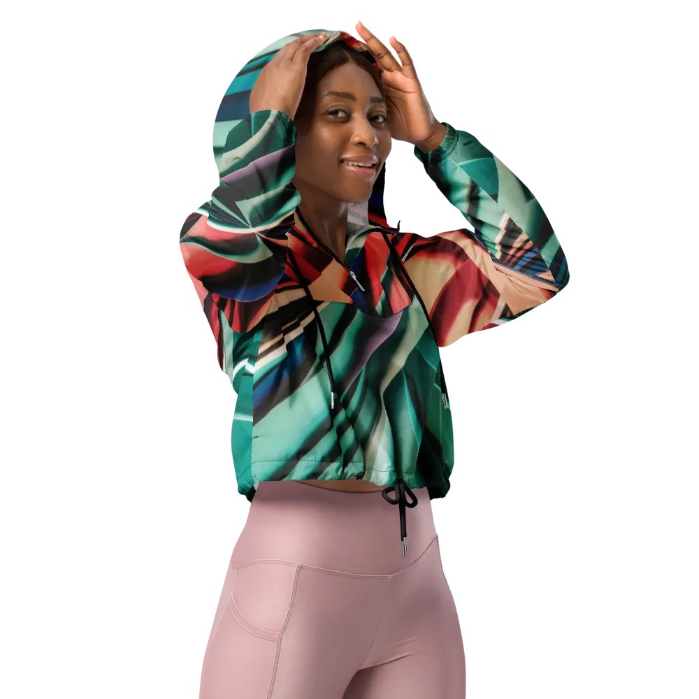 TDS Music Women's Cropped Windbreaker - Vibrant Abstract Design, Lightweight & Water-Resistant | XS–2XL product image (11)