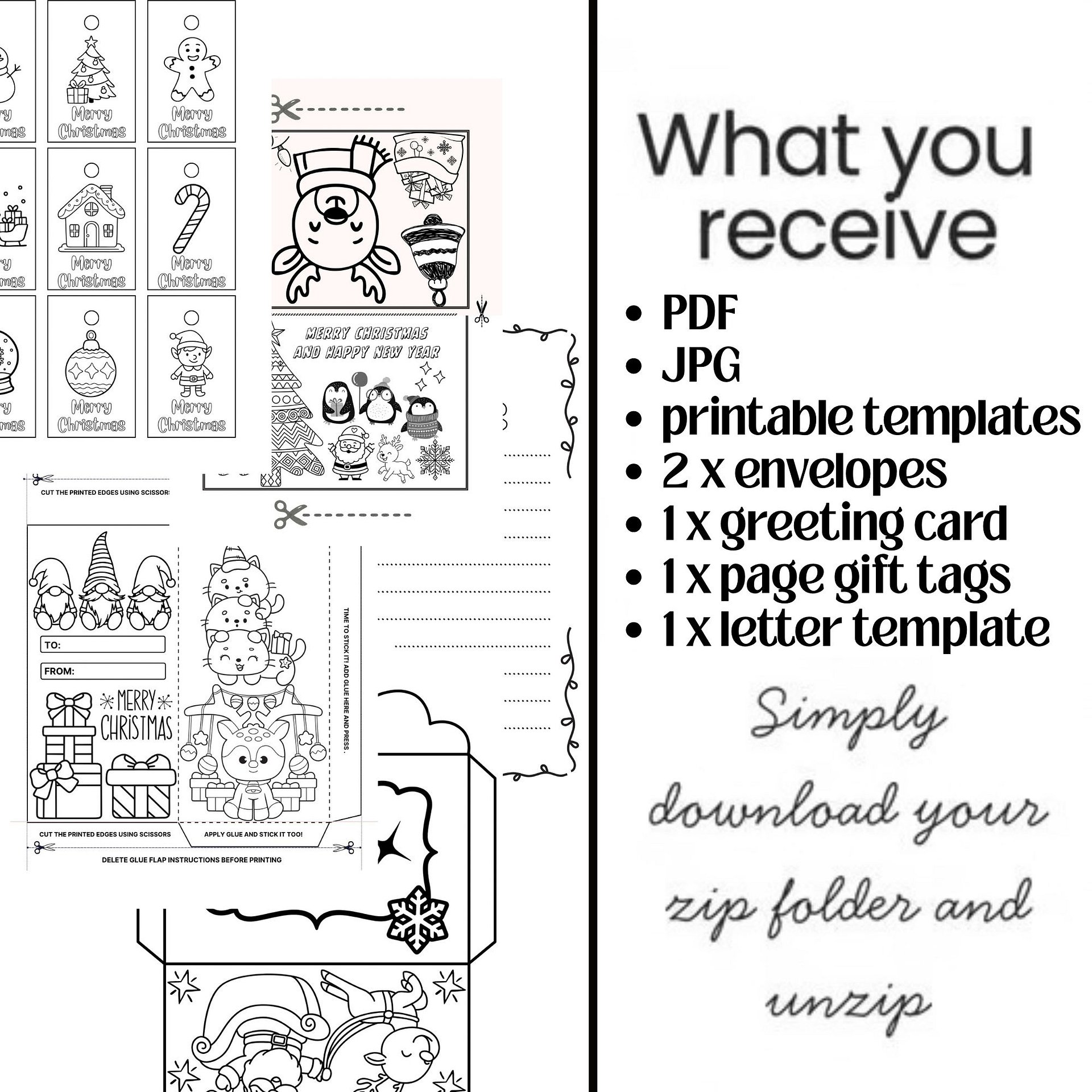 December Craft Activities Christmas Bundle Printable Envelope Card Letter Tags product image (2)