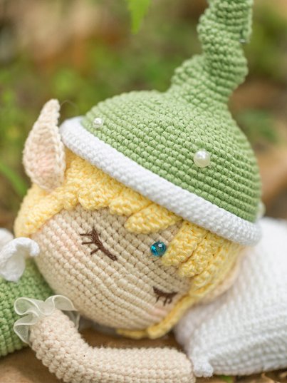 Enchanted Fairy Night Light — Hand-Crocheted Lily of the Valley Lamp with Sleeping Fairy product image (2)