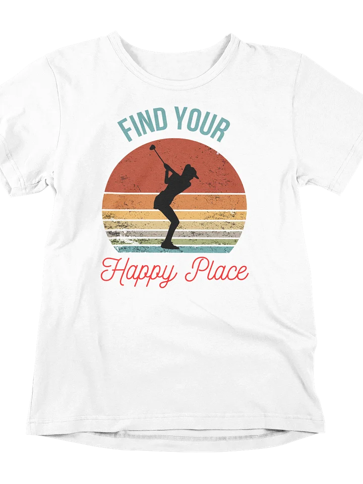 Find Your Happy Place - Female Golfer Silhouette Over a Retro Sunset product image (1)