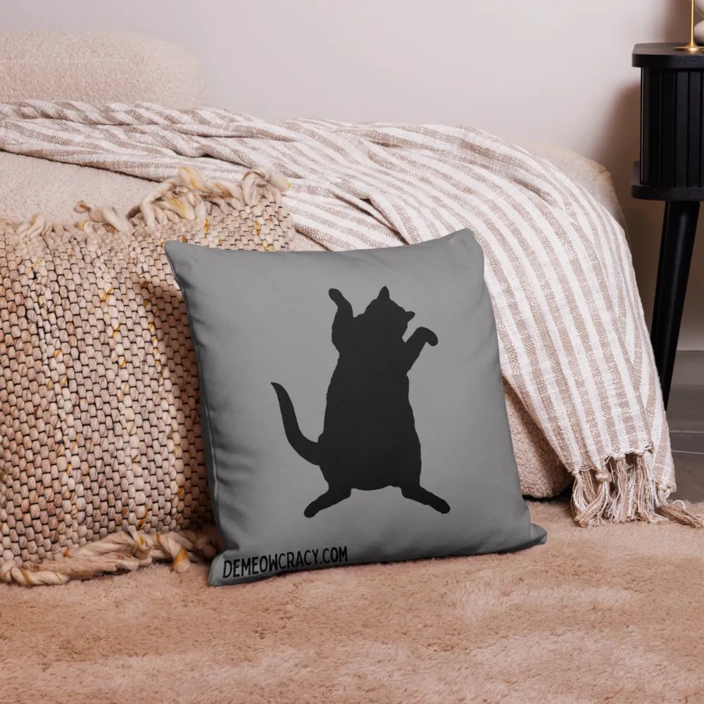 Dancing DeMeowcracy Kitties Reversible Pillow Cover - Cement Grey product image (2)
