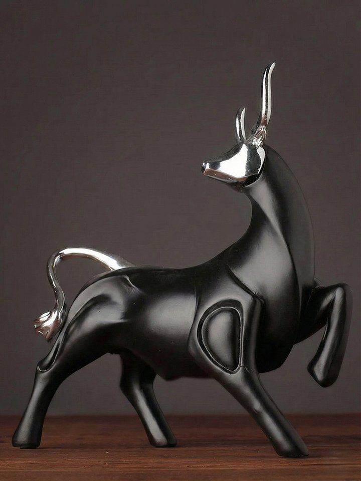 Modern Bull Sculptures — Red & Black Resin Ox Statues for Home & Office Decor product image (2)