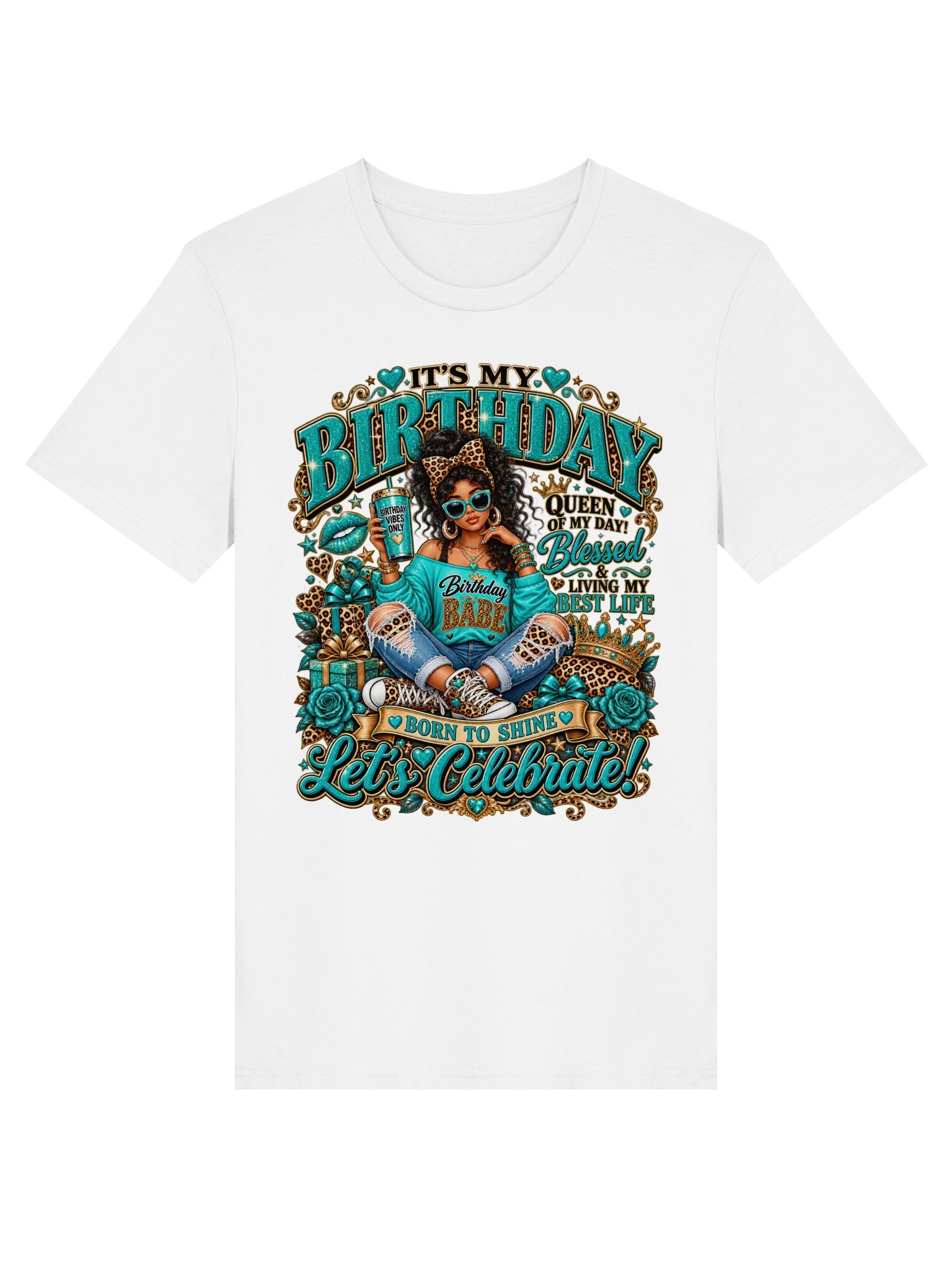 It's My Birthday Queen Of My Day Blessed & Living My Best Life T-Shirt, Birthday Queen Gift, Birthday Celebration Graphic Tee product image (29)