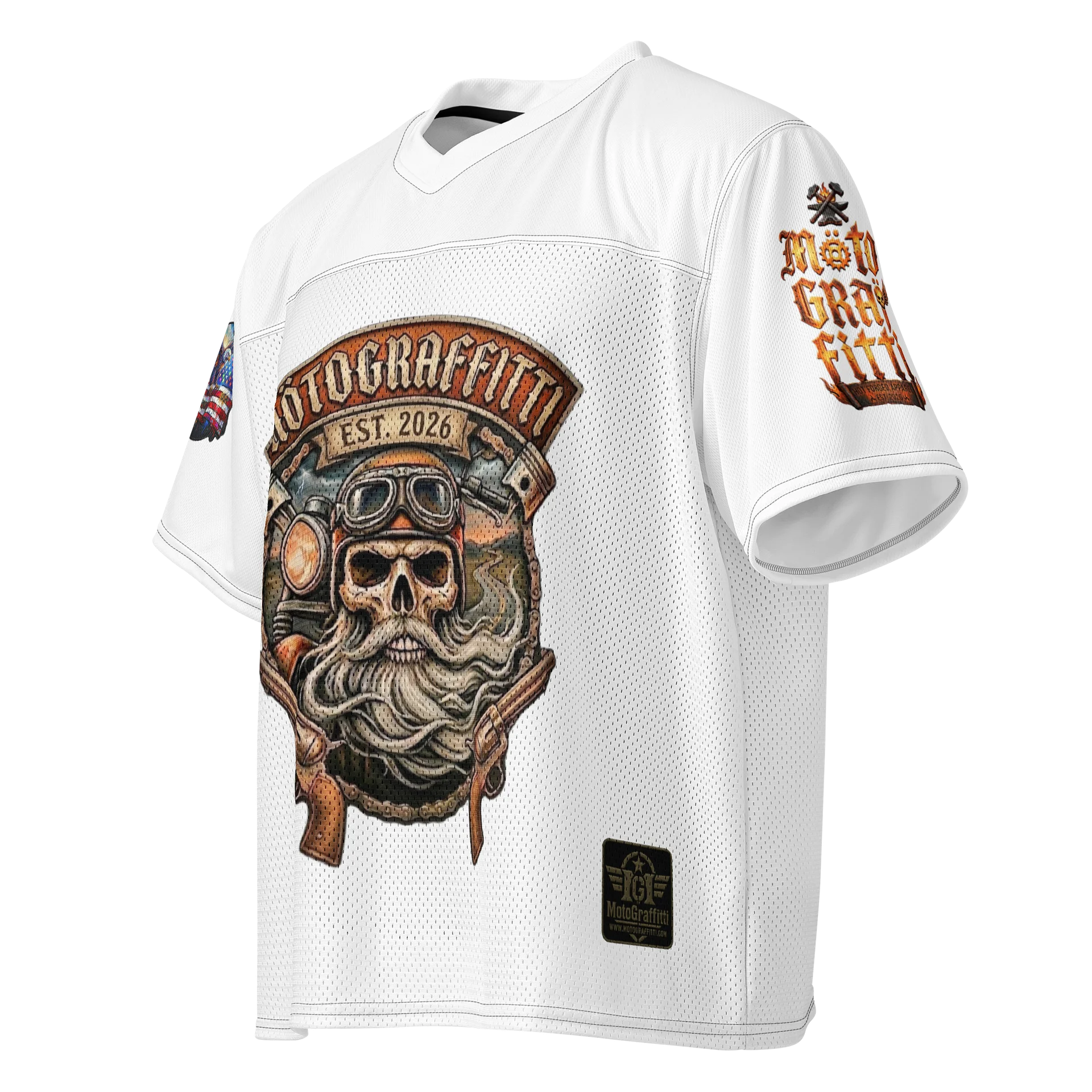 MötoGraffitti MotoMan White Football Jersey product image (3)