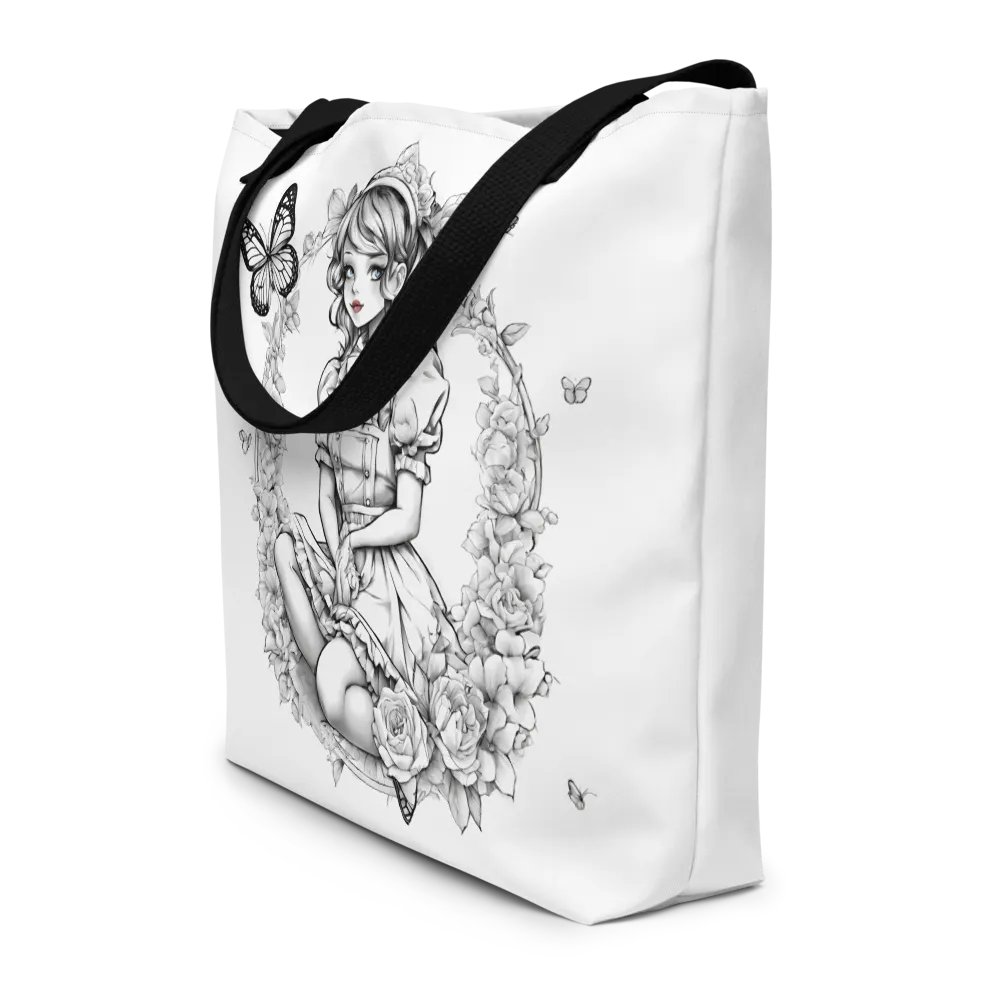 Monochrome Maid Floral Tote Bag product image (2)
