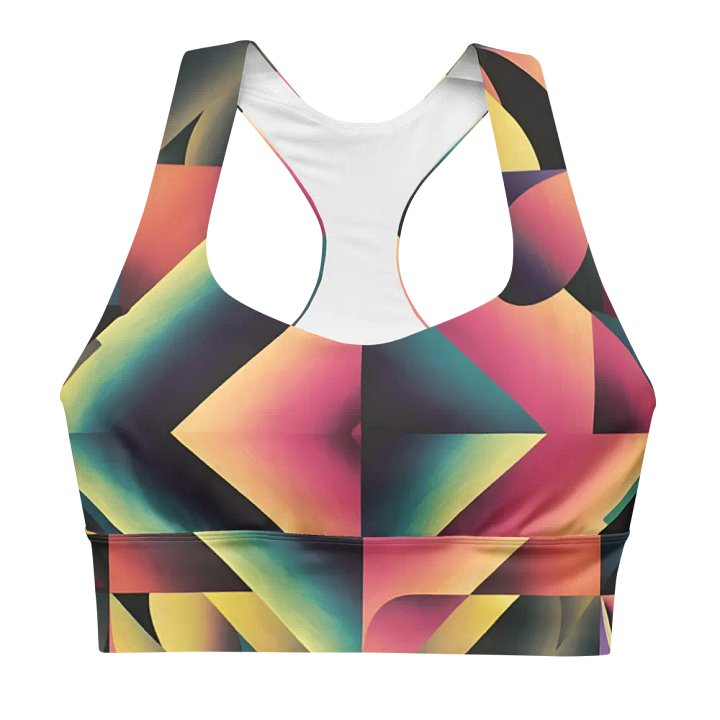 Abstract Lithographic Pattern Design Longline Sports Bra - V7 product image (2)