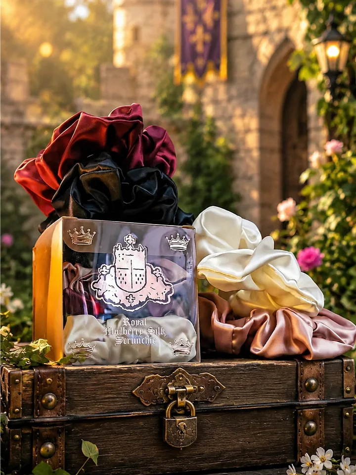 The Armored Kingdom Maiden's Tie Mulberry Silk Scrunchies (4 in a Pack)-Ultra Soft-Pretty product image (1)