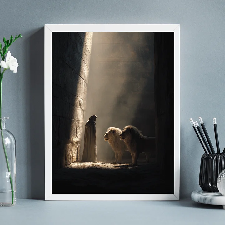 Daniel in the Lions’ Den | Cinematic Christian Wall Art | Biblical Printable Decor product image (1)