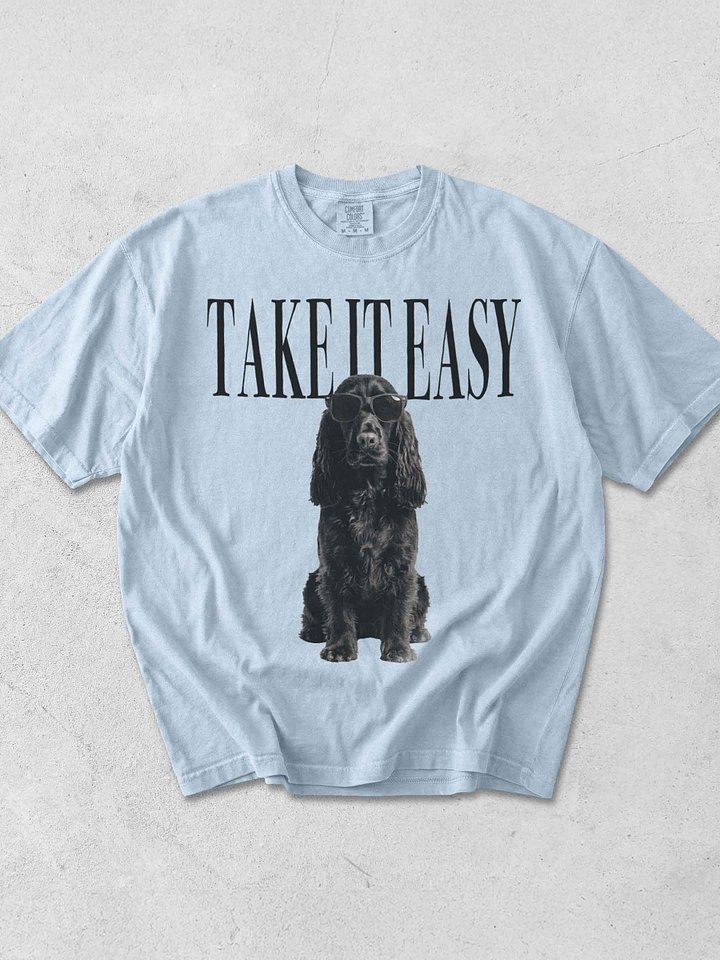 Take It Easy '90s Pop Vintage-Style T-Shirt for English Cocker Spaniel(Black) Owners product image (1)