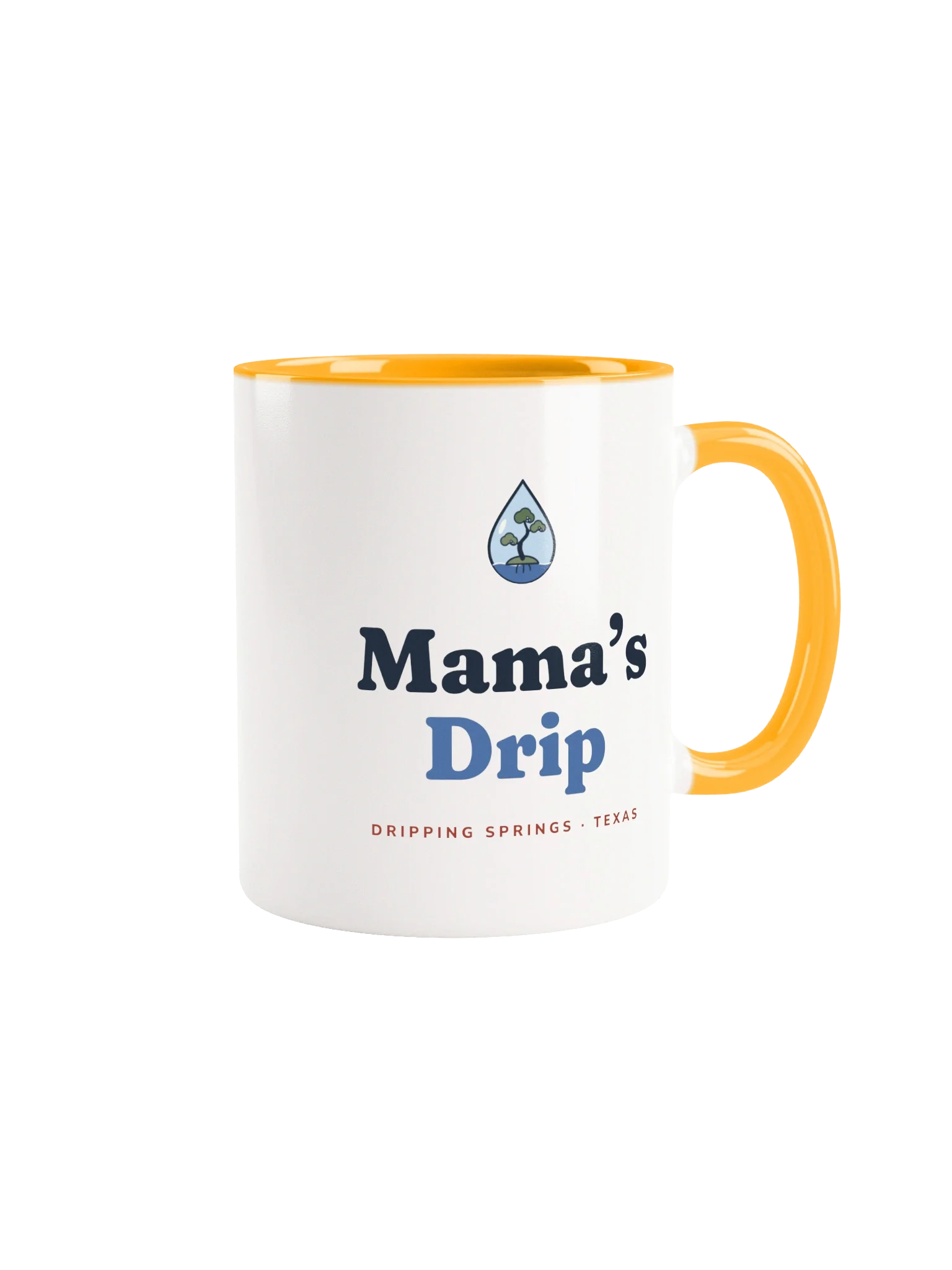 Mama’s Drip Mug: the Juniper Drip droplet over the words Mama’s Drip or Dada’s Drip