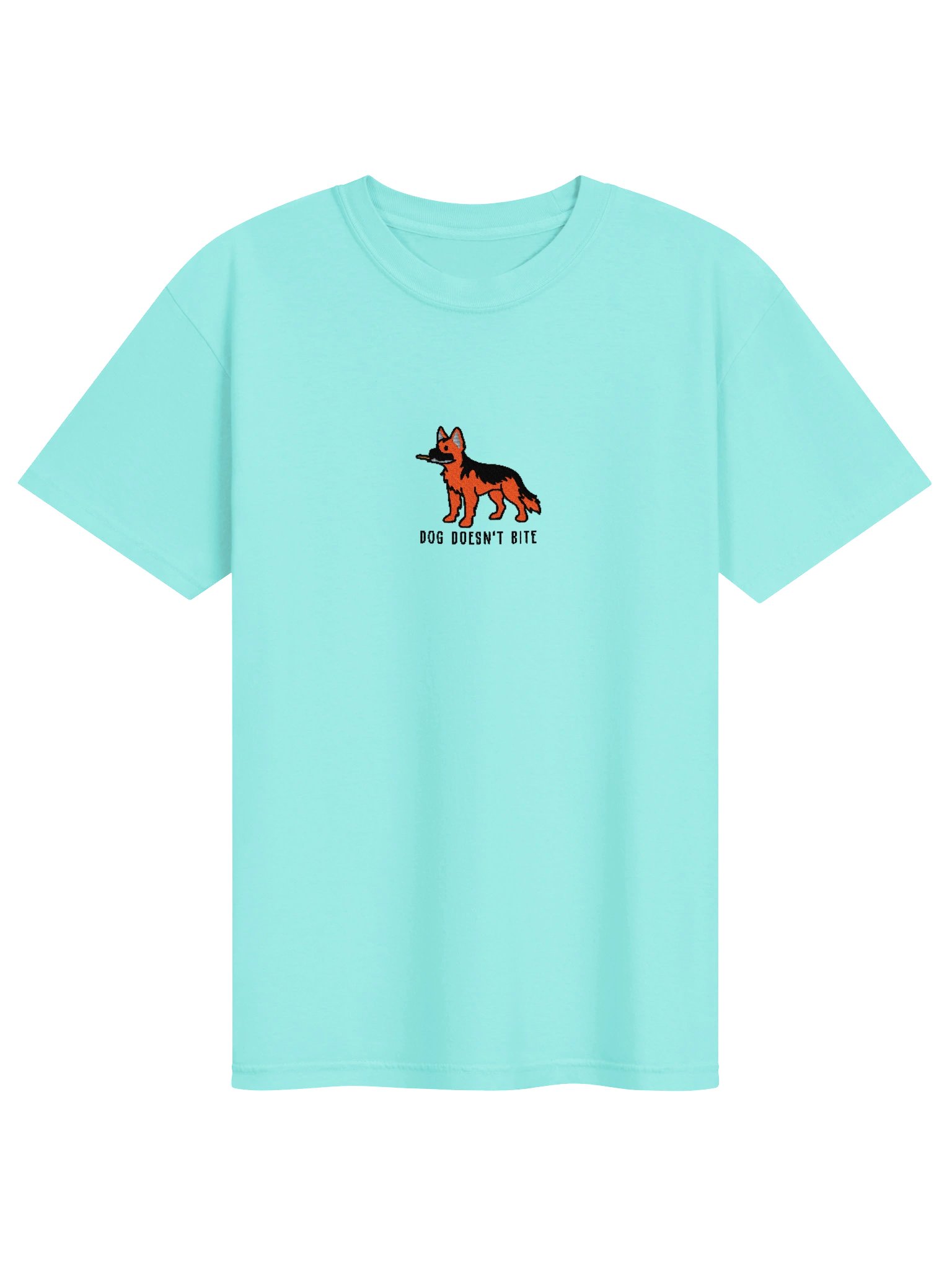 Dog Doesn't Bite Funny Chibi-Style Embroidered T-Shirt for German Shepherd(Red) Owners product image (91)
