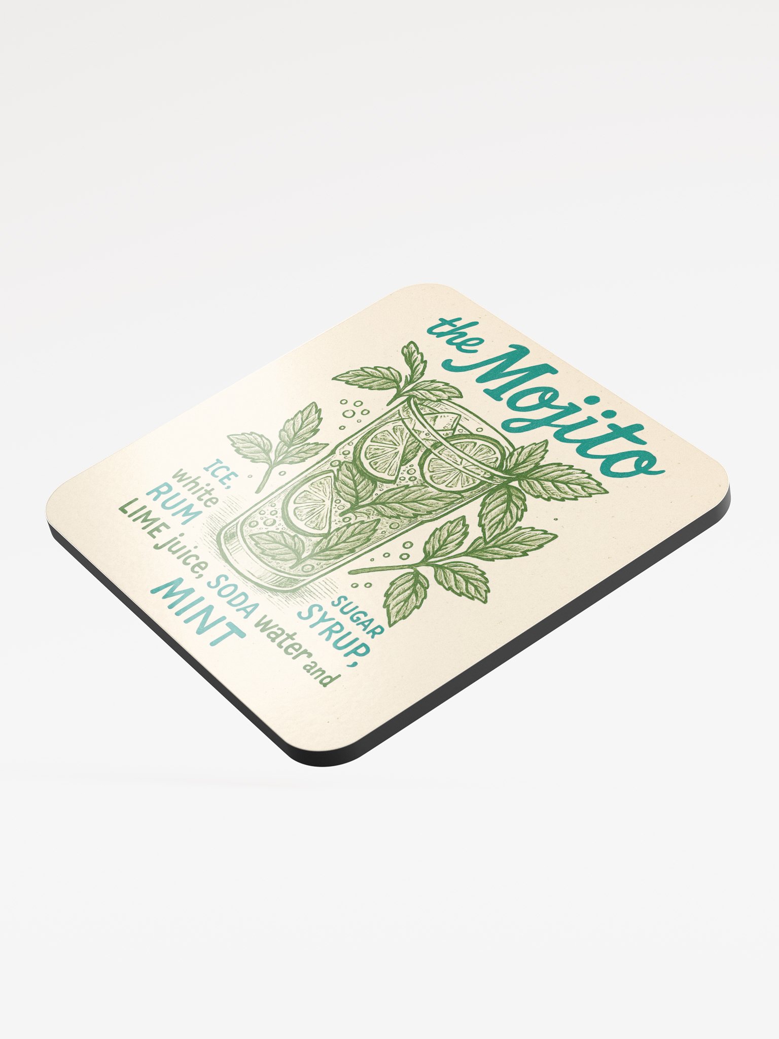 Mojito Cocktail Coaster – Illustrated Drink Recipe Decor product image (3)