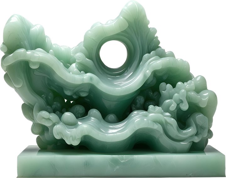 Jade Signature – Abstract Jade Wave Sculpture PNG product image (1)