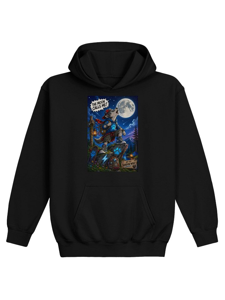 Shadow Wolf's Moon Adventure Kids Hoodie product image (1)