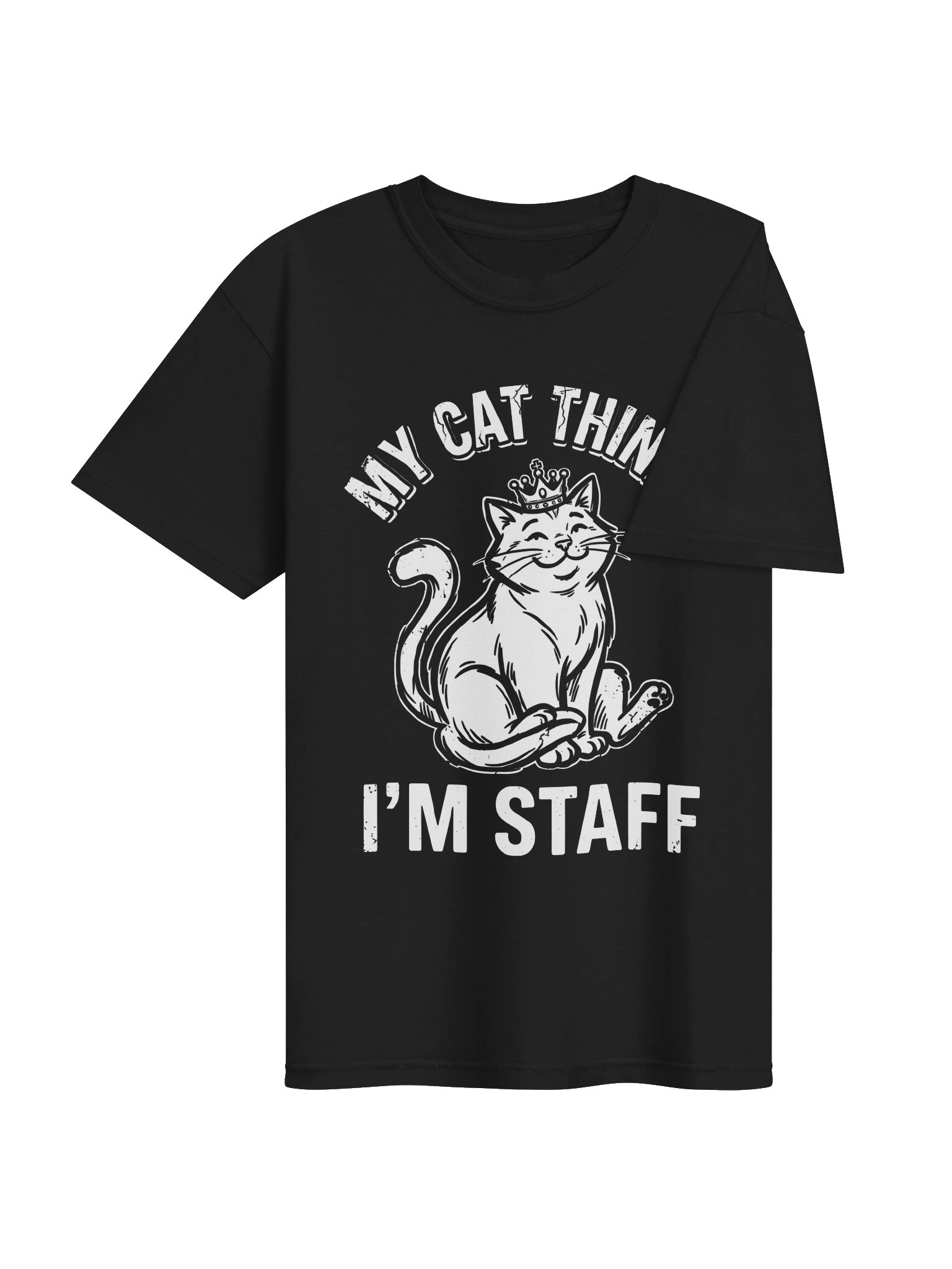 Funny Cat Owner "My Cat Thinks I'm Staff" Retro Royal Kitten T-Shirt product image (50)