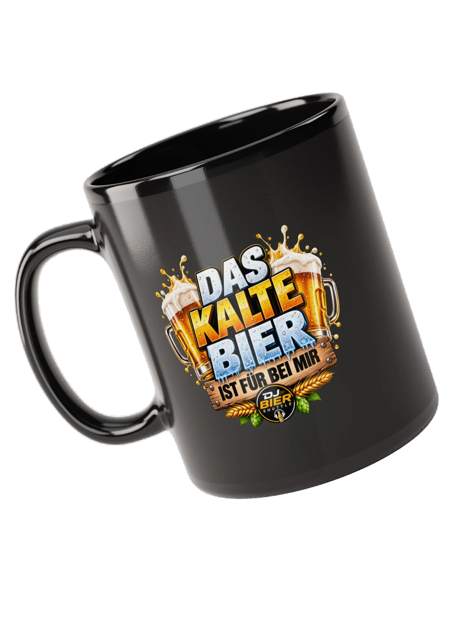 Das kalte Bier ist für bei mir (Schriftzug) Tasse Schwarz product image (10)