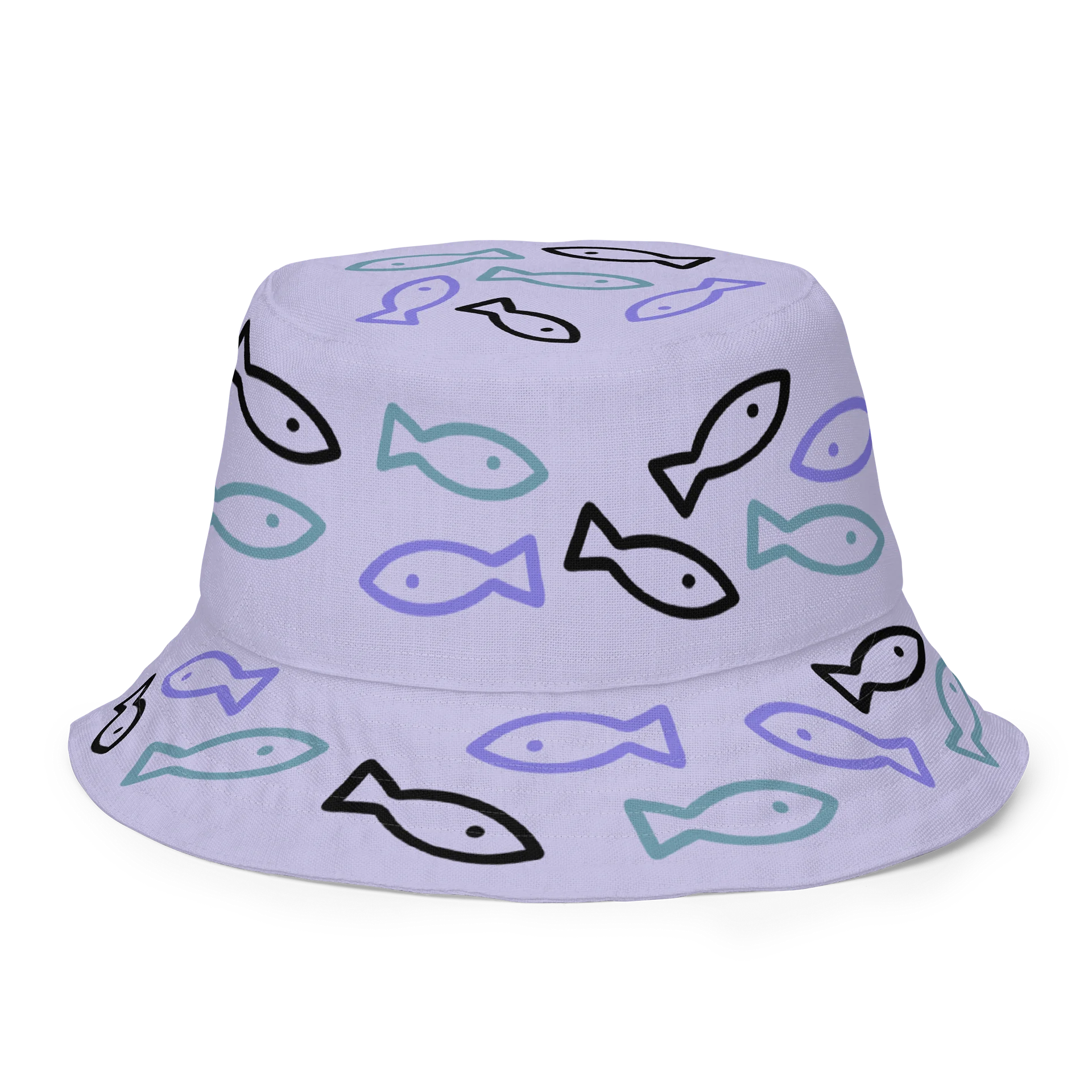 Purple Playful Fish All-Over Print Reversible Bucket Hat product image (8)