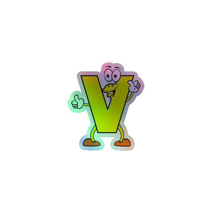V Letter Cartoon Character Holographic Sticker product image (1)