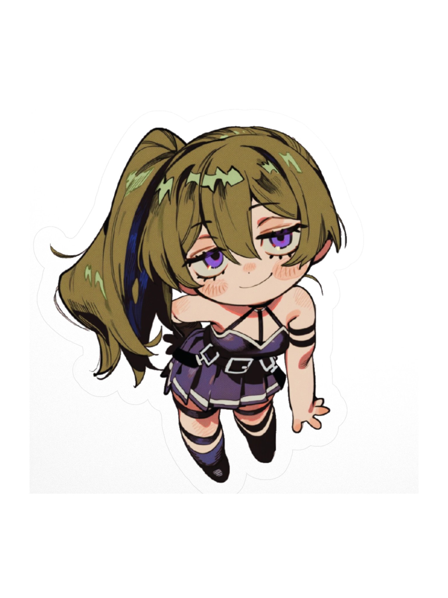 Green Haired Taunting Girl Chibi Sticker product image (1)