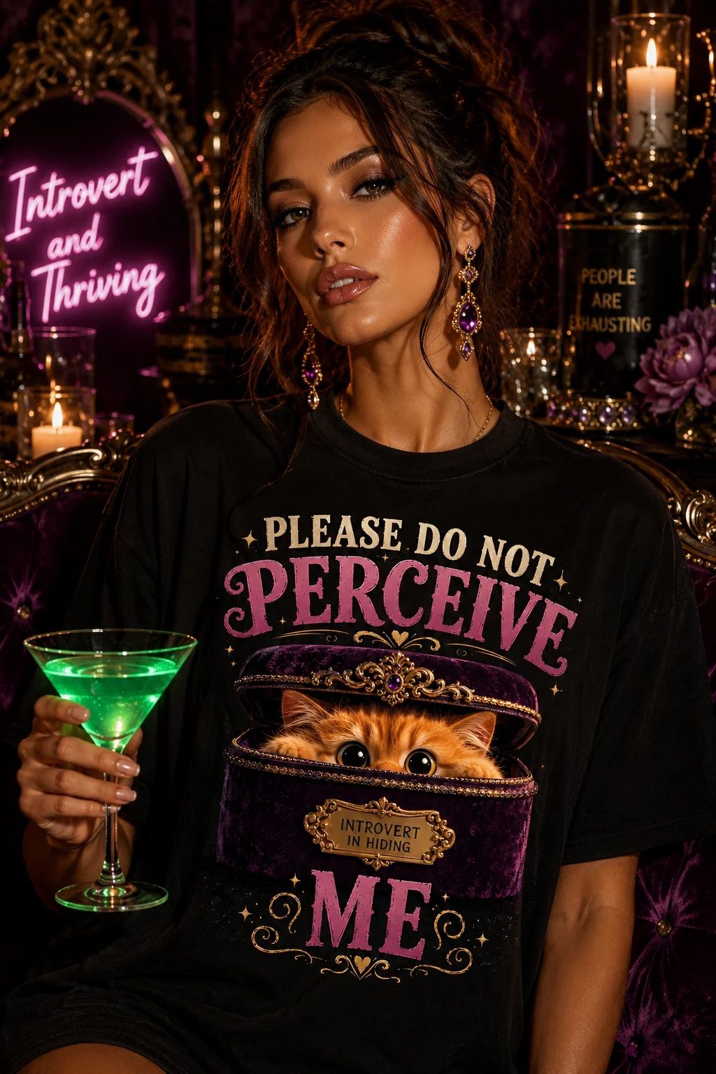 Funny Introvert Cat Shirt | Please Do Not Perceive Me Gothic Cat Lover Gift product image (1)