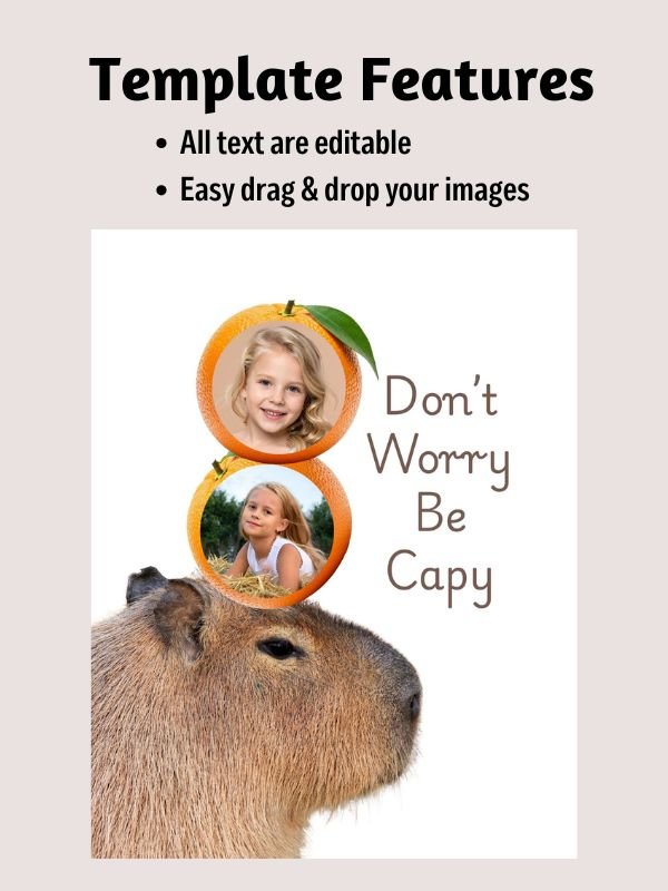 Capybara Balancing Oranges Custom Photo Canva Template product image (5)