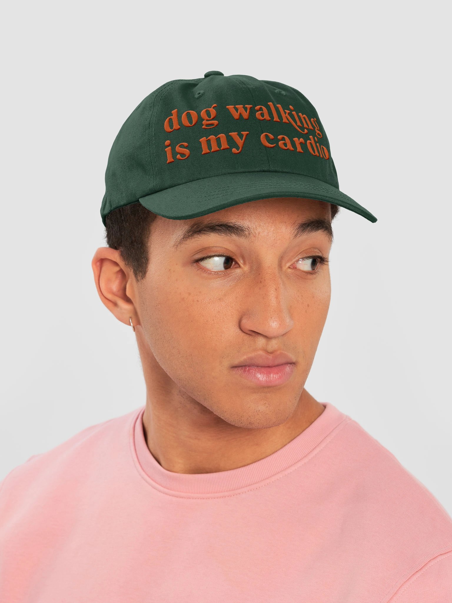 Dog Walking Is My Cardio Classic Dad Hat(Embroidered, Orange Text) product image (6)