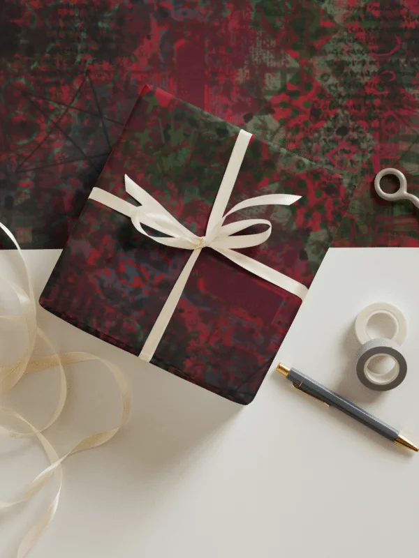 Red Green Grunge Wrapping Paper product image (3)