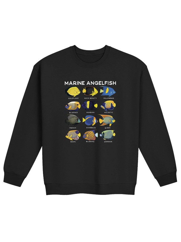 Marine Angelfish Identification Chart Sweatshirt for Reef Aquarium Lovers product image (1)