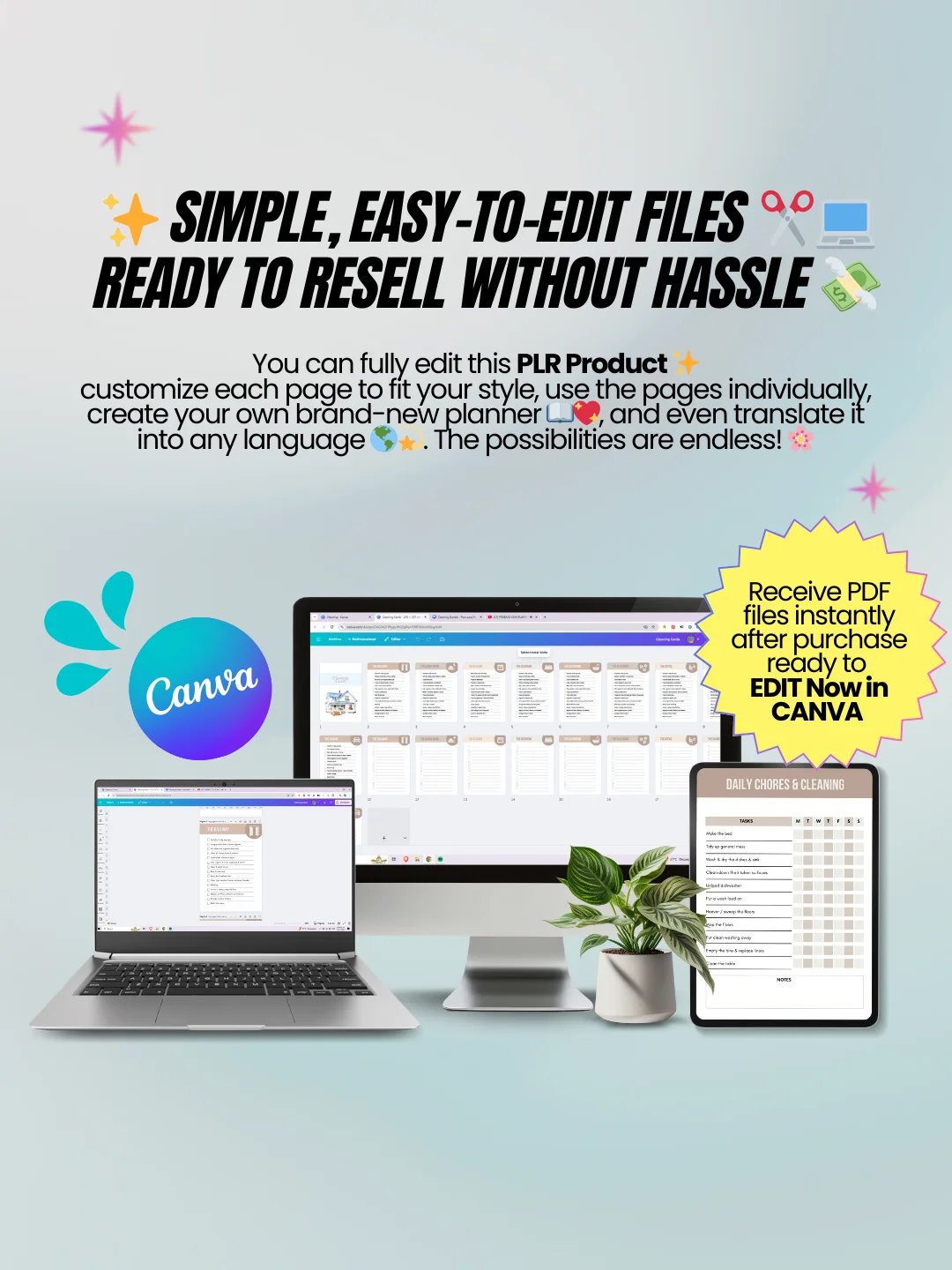Cleaning Schedule & Family Chore Chart Digital Planner | MRR PLR Bundle product image (9)