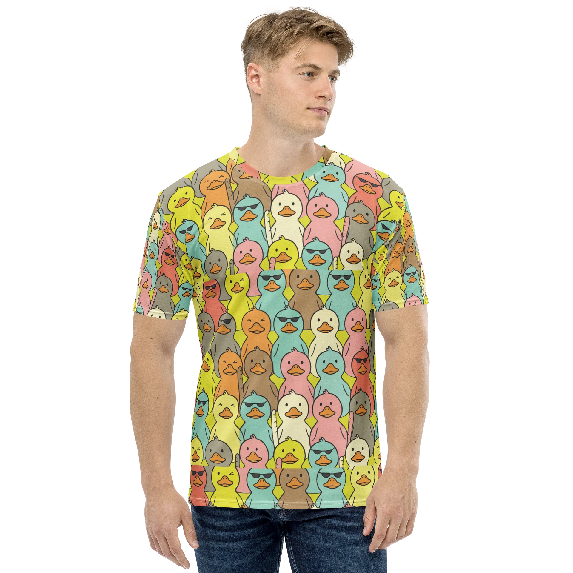 Fun Duck Pattern Graphic T-Shirt for Men | Vibrant All-Over product image (2)