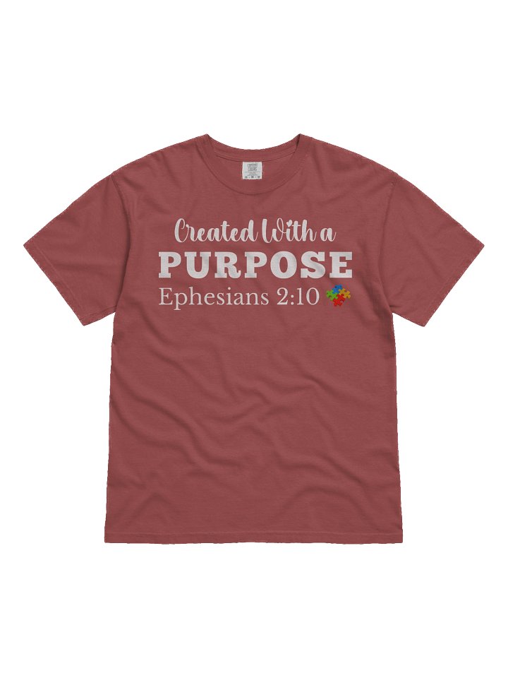 Created With A Purpose : Comfort Colors T-shirt | Christian Faith | Autism Acceptance I Gift To Mom, Dad, Child With Autism product image (2)