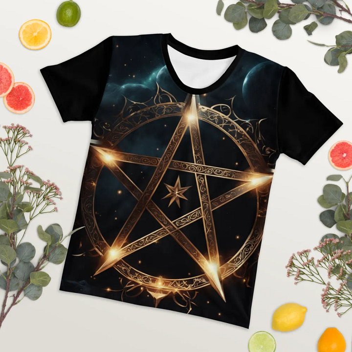 Black and Gold Star Symbology TShirt - front print product image (2)