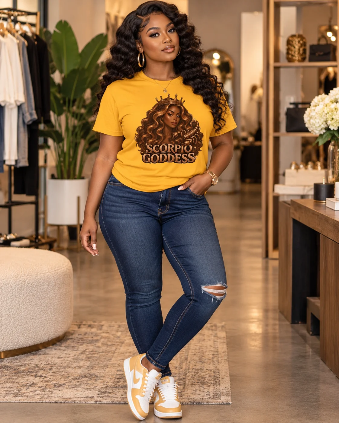 Scorpio Goddess Gold Zodiac Tee product image (43)